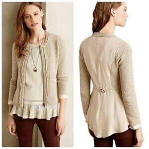 Angel Of the North Women's Small Beige Wool Blend Full Zip‎ Jacket